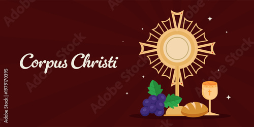 corpus christi horizontal banner illustration in flat design style