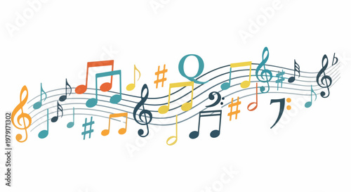 Colorful music notes and symbols 9.