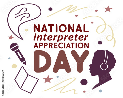 Interpreter Appreciation Day Vector Art, Professional Language Translator Isolated on White Background