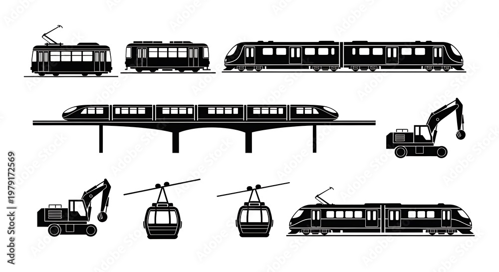 Obraz premium Transportation vehicles and heavy machinery.