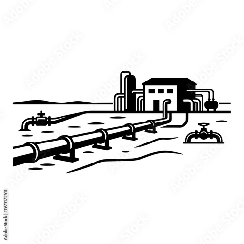 vector illustration of an Factory and Outgoing Pipe