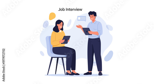 Job Interview: Candidate and Recruiter Discussing Opportunity with Tablets