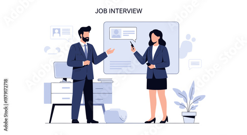 Job Interview: Candidate and Recruiter Discussing Resume on Screen