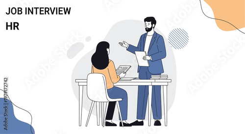 Job Interview HR: Candidate and Recruiter Discussing Career at Desk