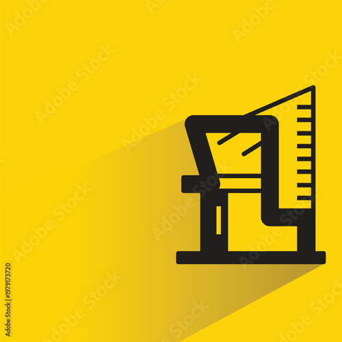 modern building icon with shadow on yellow background