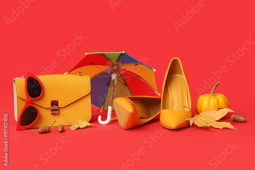 Stylish high heels with yel...