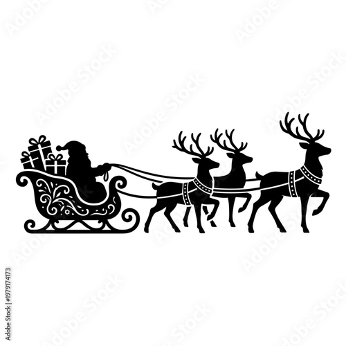 icon Santa Claus riding a sleigh illustration vector