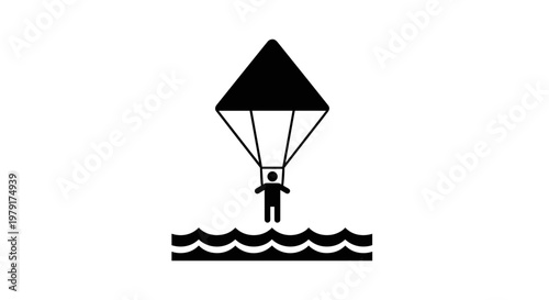 Parachutist Landing on Water Surface.