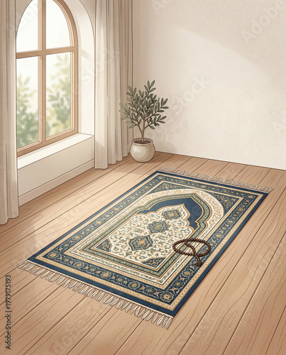 Empty Prayer Mat with Soft Light Eid al-Adha Spiritual Scene