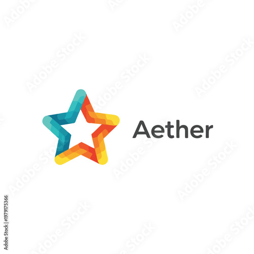 Multicolor Star Aether Logo Design.