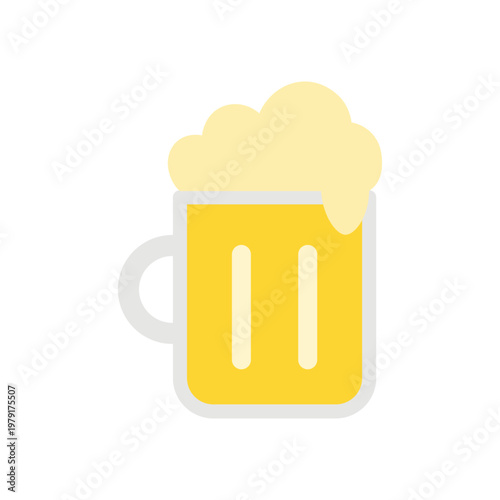 シンプルでかわいいジョッキに注がれた生ビールのイラスト