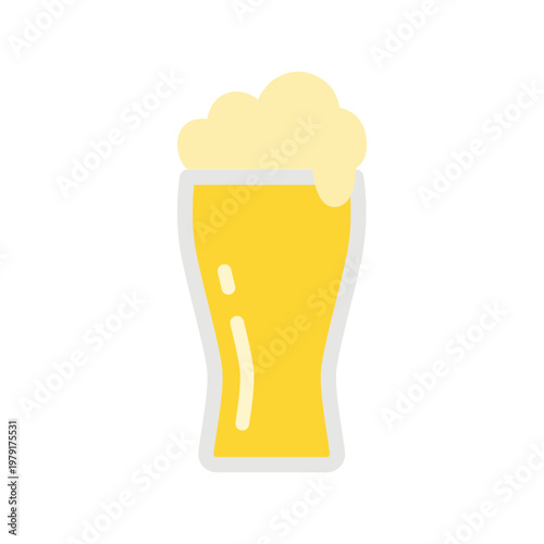 シンプルでかわいいグラスに注がれた生ビールのイラスト