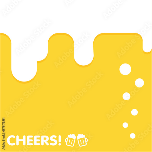 ビールの泡が溢れるイメージのシンプルな背景フレーム