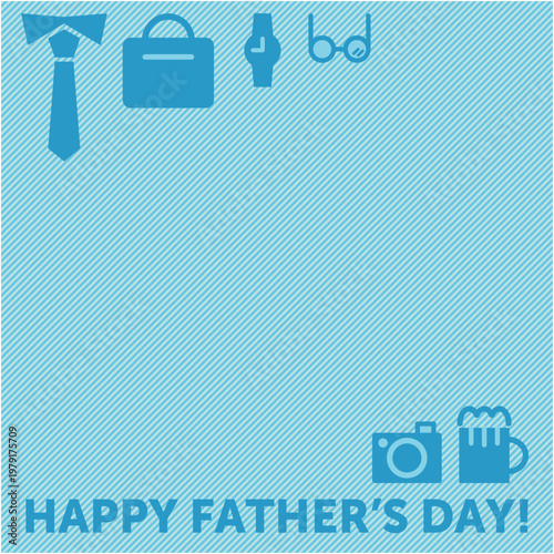 父の日の文字入りシンプルな青のデコレーション背景フレーム