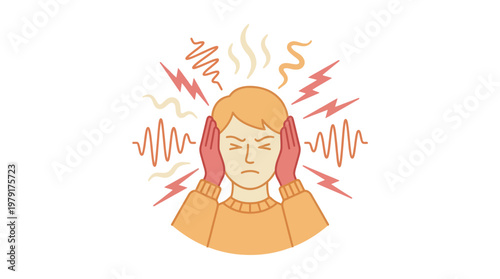 Person experiences discomfort and a strong feeling of pain in their ears