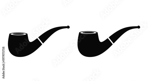 Two black tobacco pipes displayed side by side a striking silhouette