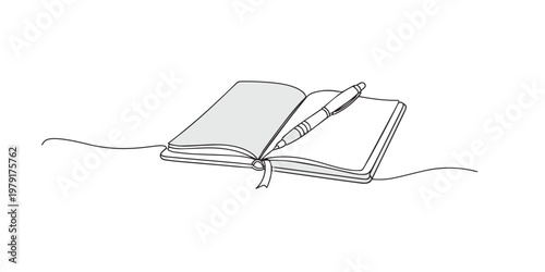 single line pencil on book.continuous line drawing of pencil placed on top of closed book.education and learning concept.one line vector illustration.