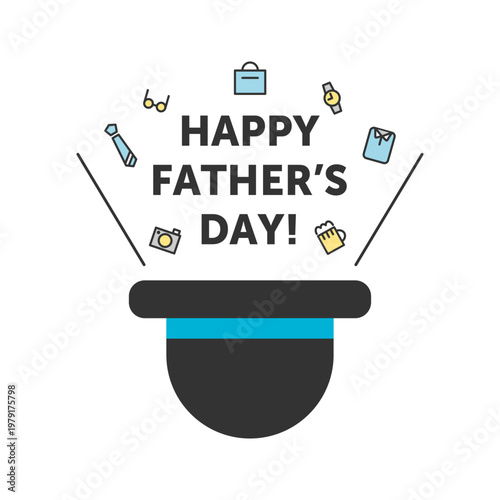 帽子から父の日の文字とイラストが飛び出すデザイン