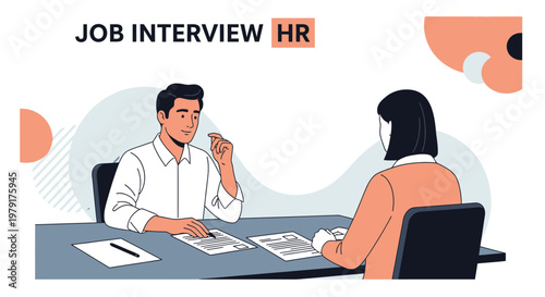 Job Interview HR: Man and Woman Discussing Resumes at Desk
