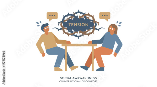 Two men experience discomfort and feeling of tension during an awkward conversation.