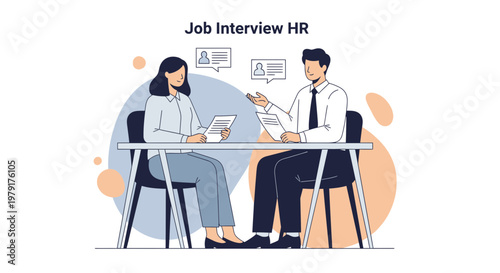 Job Interview HR Meeting: Candidate and Recruiter Discussing Resumes at Desk