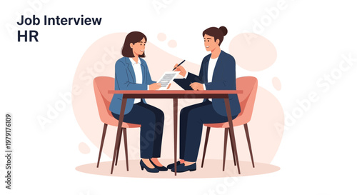 Job Interview HR Meeting: Candidate and Recruiter Discussing Resume at Desk