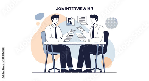 Job Interview HR Meeting: Candidate and Recruiter Discussing Resumes at Desk