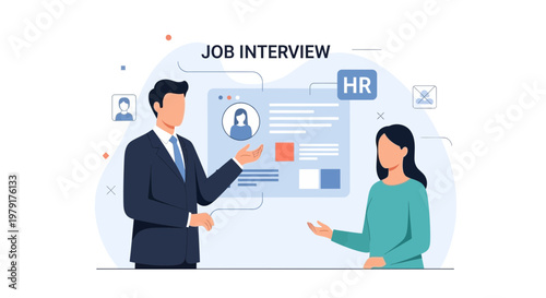 Job Interview: HR professional interviews candidate on screen, career opportunity