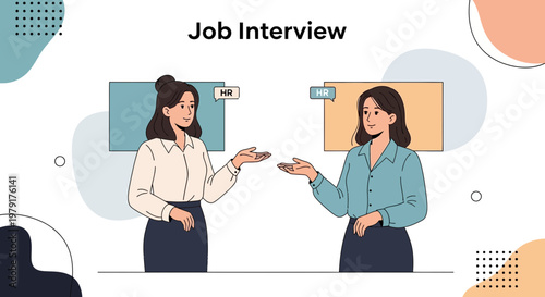 Job Interview: HR professional interviews candidate via video call, remote hiring concept