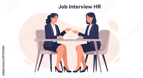 Job Interview HR: Two Women in Business Attire Discussing Careers at a Desk