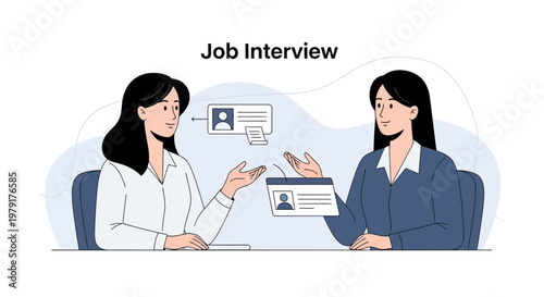 Job Interview: Two Women Discussing Resumes and Careers