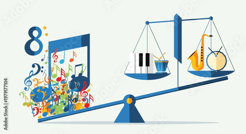 Scales balancing music and smartphone.