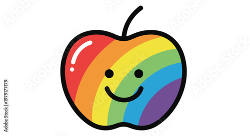 Colorful Smiling Apple Fruit Icon Graphic.