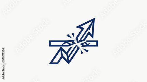 Breaking Barriers Arrow Crashing Through Straight Line