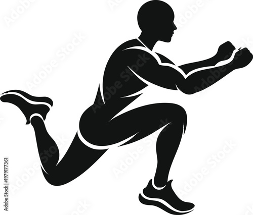 Dynamic HIIT Workout Athlete Silhouette Vector with Clean Minimal Lines for Modern Fitness Branding and High Quality Stock Design Use