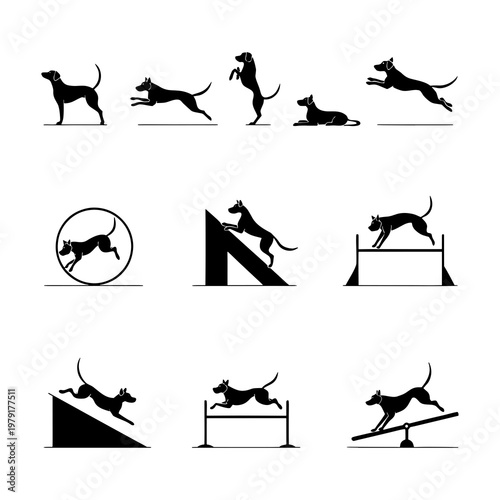 Canvas Print set of dogs silhouettes