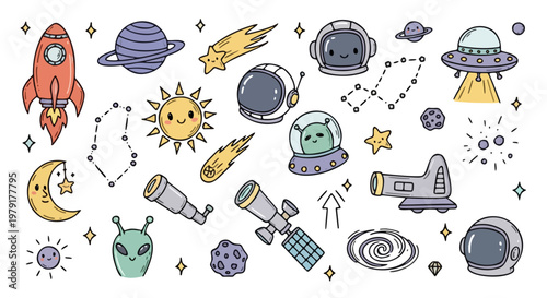 Outer Space Adventure and Galaxy Doodle Sticker Set