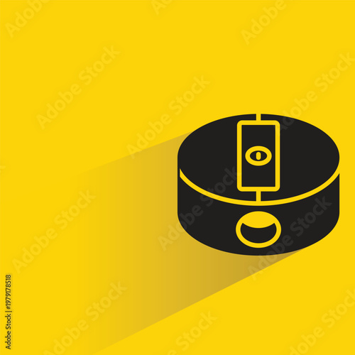 pencil sharpener with shadow on yellow background