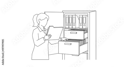 Woman Filing Documents in Office.