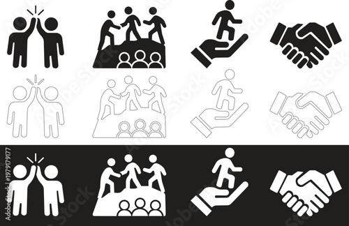 Teamwork and collaboration icons a visual representation of unity and partnership