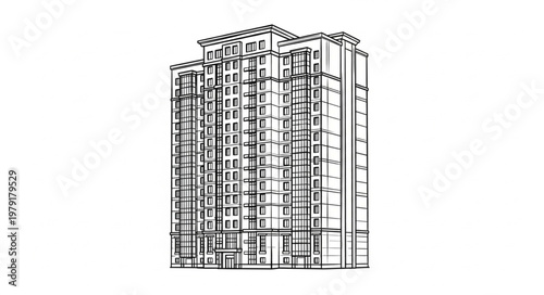 Architectural Drawing of a Tall Residential Building.