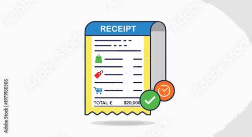 Digital receipt with check mark icon.