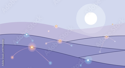 Digital Constellation Starry Night Sky.