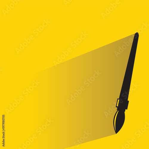 paint brush icon with shadow on yellow background