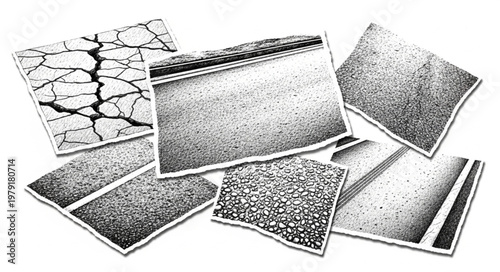 Assortment of Textured Surfaces and Cracked Ground.