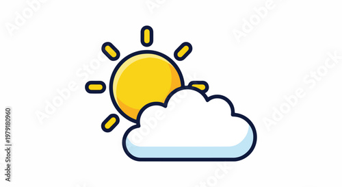 Weather icon sun and cloud.