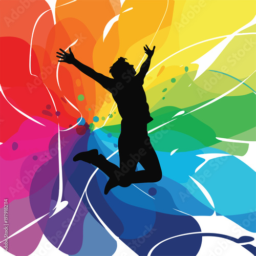 Silhouette of a jumping person.