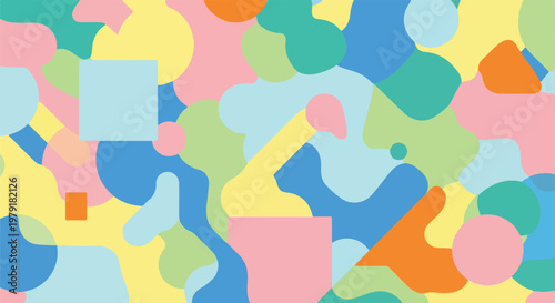 Vibrant Abstract Shapes in Pastel Colors.