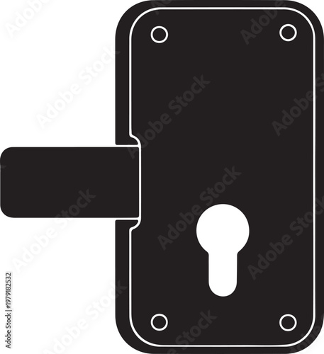 "Door lock silhouette vector illustration symbolizing security, access, and protection"