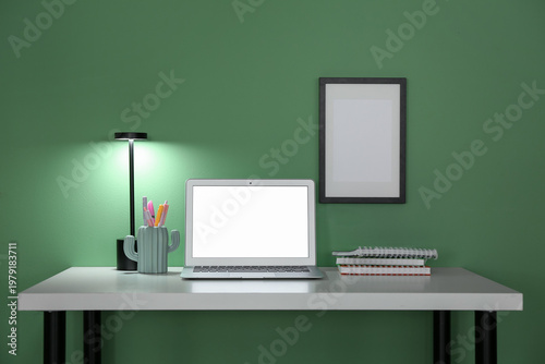 Stylish workplace with glow...